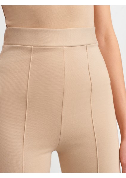 7008 Yırtmaç Detaylı Örme Pantolon-Camel fırsatları