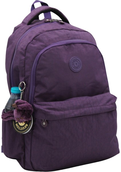 Su Geçirmez Kumaş Moden Mor Unisex Kadın Okul Sırt Çantası 2200