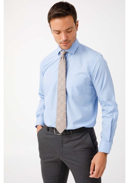 Erkek K.Mavi Regularfıt / Rahat Kalıp 7 Cm Klasik Gömlek modelleri