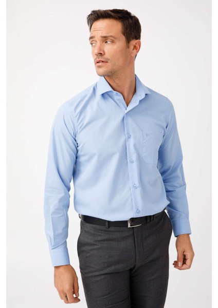 Erkek K.Mavi Regularfıt / Rahat Kalıp 7 Cm Klasik Gömlek indirimleri