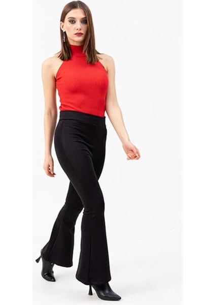 Siyah Ispanyol Paça Pantalon fiyatları