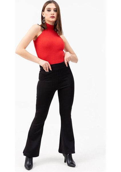 Siyah Ispanyol Paça Pantalon modelleri