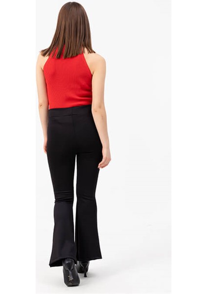 Siyah Ispanyol Paça Pantalon fırsatları