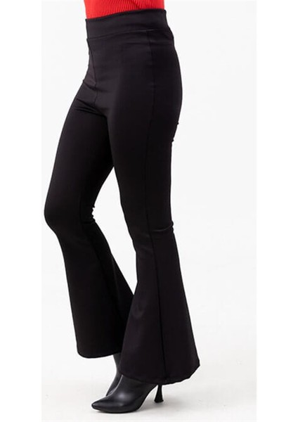 Siyah Ispanyol Paça Pantalon indirimleri