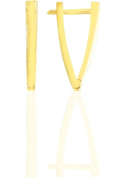 Gümüş Altın Yaldızlı 18 mm Özel Tasarım Üçgen Küpe