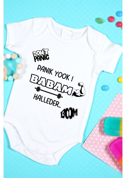 Özel Tasarım Bebek Zıbın - Çıtçıtlı Body (Don't Panic Babam Halleder)