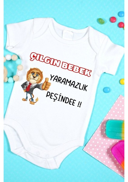 Özel Tasarım Bebek Zıbın - Çıtçıtlı Body Çılgın Bebek Yaramazlık Peşinde
