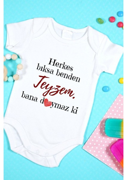 Tuğba Baby Özel Tasarım Bebek Zıbın - Çıtçıtlı Body (Doymaz Ki Teyzem!)