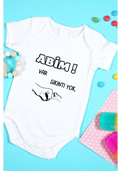 Özel Tasarım Bebek Zıbın - Çıtçıtlı Body (Abim Var Sıkıntı Yok!)