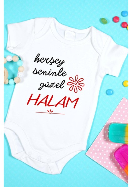 Özel Tasarım Bebek Zıbın 0-3 Yaşa Uygun(Herşey Seninle Güzel Halam)