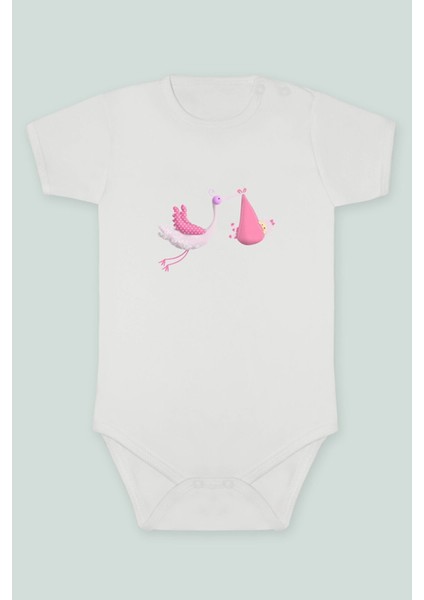 Pelikan Bebek 1 Baskılı Bebek Body Zıbın Kısa Kollu Çıt Çıtlı Badi