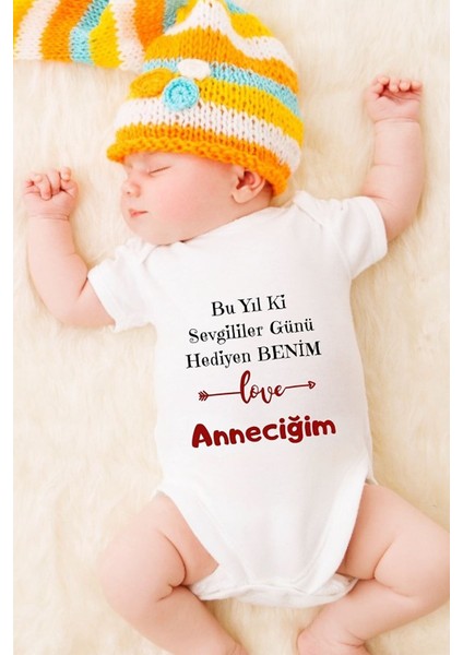 Özel Tasarım Bebek Zıbın - Çıtçıtlı Body (Sevgililer Günü Anneciğim)