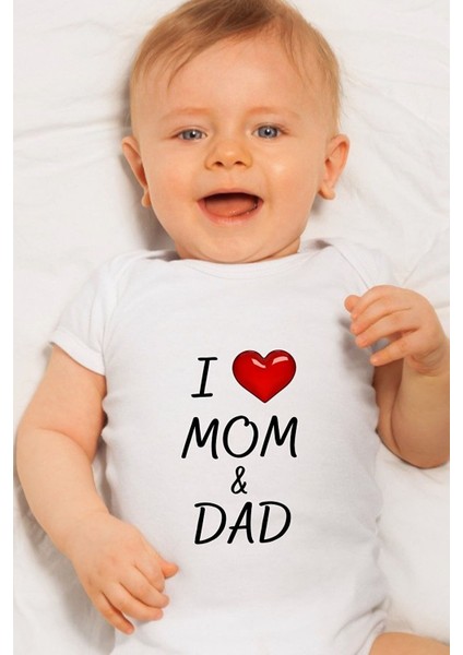 Özel Tasarım Bebek Zıbın - Çıtçıtlı Body (I Mom & Dad)