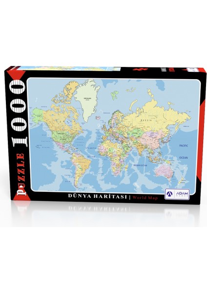 Dünya Haritası 1000 Parça Puzzle Yapboz