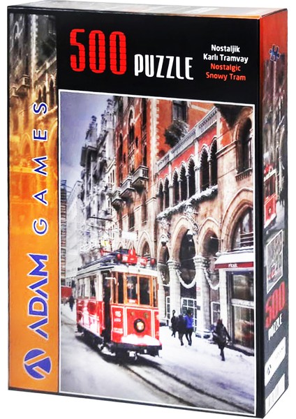 Adam Games Nostaljik Karlı Tramvay 500 Parça Puzzle Yapboz