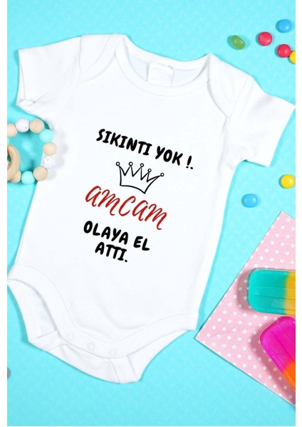 Özel Tasarım Bebek Zıbın - Çıtçıtlı Body (Sıkıntı Yok Amcam Olaya El Attı.!)