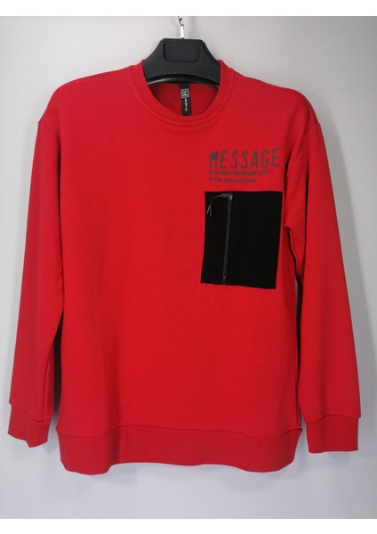 Bisiklet Yaka Cep Detaylı Oversize Sweatshirt