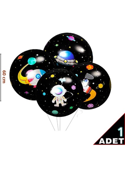 Uzay Temalı 60 cm Küre 4D Folyo Balon - 1 Adet