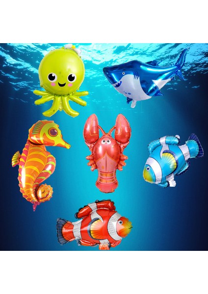 Deniz Canlıları 35 cm x 6 Adetli Folyo Balon Seti