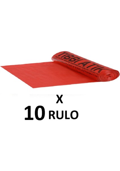 Tıbbi Atık Baskılı Jumbo Boy ( 80X110 cm ) Çöp Poşeti 10 Rulo 10*10=100 Adet