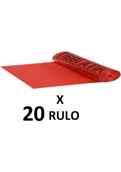 Tıbbi Atık Baskılı Jumbo Boy ( 80X110 cm ) Çöp Poşeti 20 Rulo 10*20=200 Adet