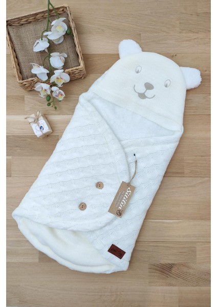 Kız Erkek Bebek Krem Triko Kundak Anakucağı