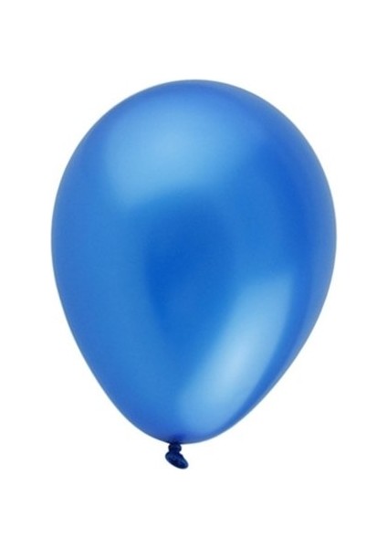 Balonevi, Metalik Mavi, 12'' Metalik Renk Baskı Balonu 100'LÜ Paket