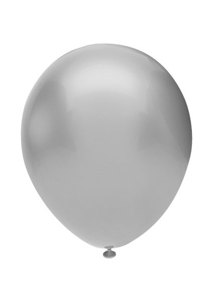 Balonevi, Metalik Silver - Gümüş Rengi, 12'' Metalik Renk Baskı Balonu 100'LÜ Paket