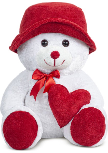 Pandamke Şapkalı ve Kalpli Peluş Ayıcık