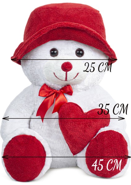Pandamke Şapkalı ve Kalpli Peluş Ayıcık