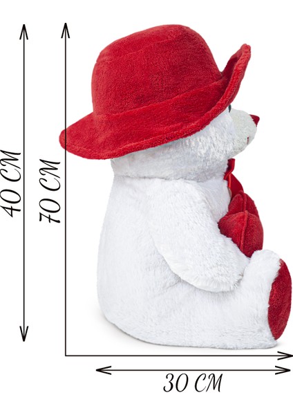 Pandamke Şapkalı ve Kalpli Peluş Ayıcık