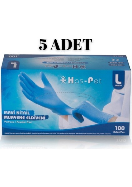 Mavi Nitril Pudrasız Temizlik Eldiveni (100*5 Adet Large)