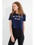 Kadın Baskılı T-Shirt Lacivert 3