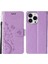 iPhone 13 Pro Max 6.7 Inç Uyumlu Kelebek Desen Baskı Deri Telefon Kılıfı - Açık Mor (Yurt Dışından) 1