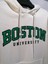 3 Iplik Şardonlu Kapüşonlu Ön Boston Baskılı Oversize Sweatshirt 3