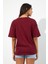 Polo State Kadın Baskılı Oversize T-Shirt Bordo 5