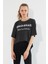 Kadın Baskılı Oversize T-Shirt Antrasit 2