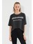 Kadın Baskılı Oversize T-Shirt Antrasit 1