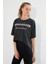 Kadın Baskılı Oversize T-Shirt Antrasit 3