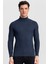 Slim Fit Dar Kesim Tam Balıkçı Yaka Kendinden Çizgili Erkek Kazak 1