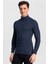 Slim Fit Dar Kesim Tam Balıkçı Yaka Kendinden Çizgili Erkek Kazak 2