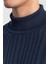 Slim Fit Dar Kesim Tam Balıkçı Yaka Kendinden Çizgili Erkek Kazak 3