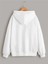 Kadın Beyaz Kapüşonlu Oversize Önü Ejder Baskılı Hoodie Sweatshirt 2