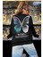 Kadın Siyah Butterfly Oversize Sweatshirt 1