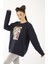 Kadın Lacivert Abstract Figure Baskılı Oversize Sweatshirt 2