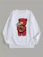 Kadın Beyaz Oversize Sweatshirt Dolar Ayıcık Baskılı 1