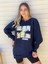 Kadın Lacivert Oversize In The 90's Baskılı Sweatshirt 1