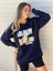 Kadın Lacivert Oversize In The 90's Baskılı Sweatshirt 2