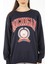 Kadın Lacivert Michigan Baskılı Oversize Sweatshirt 5
