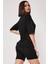Kadın Düz Siyah Oversize T-Shirt 1